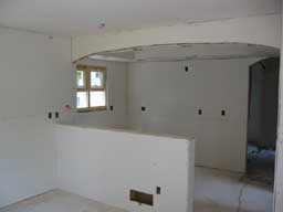 drywalled kitchen