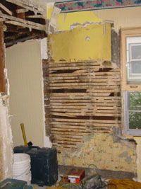 kitchen wall with lath