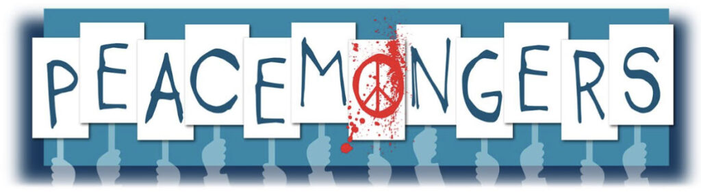 "Peacemongers"’ original logo, designed by Morgan Stewart with help from Graphic Point. "Peacemongers" will be shown at the 53704 Frame by Frame Film Festival November 4, 2023, at the Barrymore Theatre in Madison, Wisconsin.