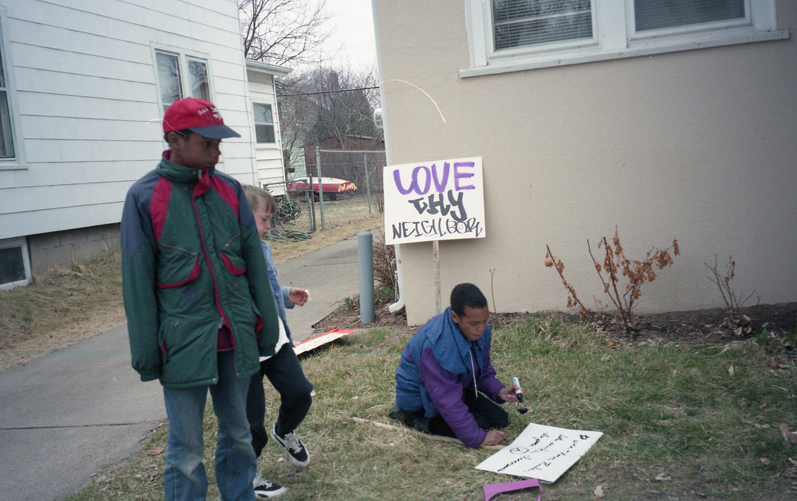 Residents of Ohio Avenue and nearby streets organized the March for Tolerance on Friday, April 12, 1996, to protest a presentation by Scott Lively, author of "The Pink Swastika: Homosexuality in the Nazi Party." After hours making signs, filling balloons and attracting television coverage, the 100 or so adults and children marched from the intersection of Ohio and La Follette avenues to the church across East Washington Avenue with police halting traffic for the pedestirans. They joined other protesters, who numbered about 400, with perhaps 20 people attending the lecture to listen to Lively. The talk was sponsored by Monroe, Wisconsin, pastor Ralph Ovadal's hate-mongering Wisconsin Christians United. Pilgrims Covenant Church in Monroe later absorbed Wisconsin Christians United and was listed as a hate group in 2015 by the Southern Poverty Law Center. The Capital Times published front-page story Saturday, April 13. The Wisconsin State Journal published three paragraphs on page 2C of its Sunday edition.